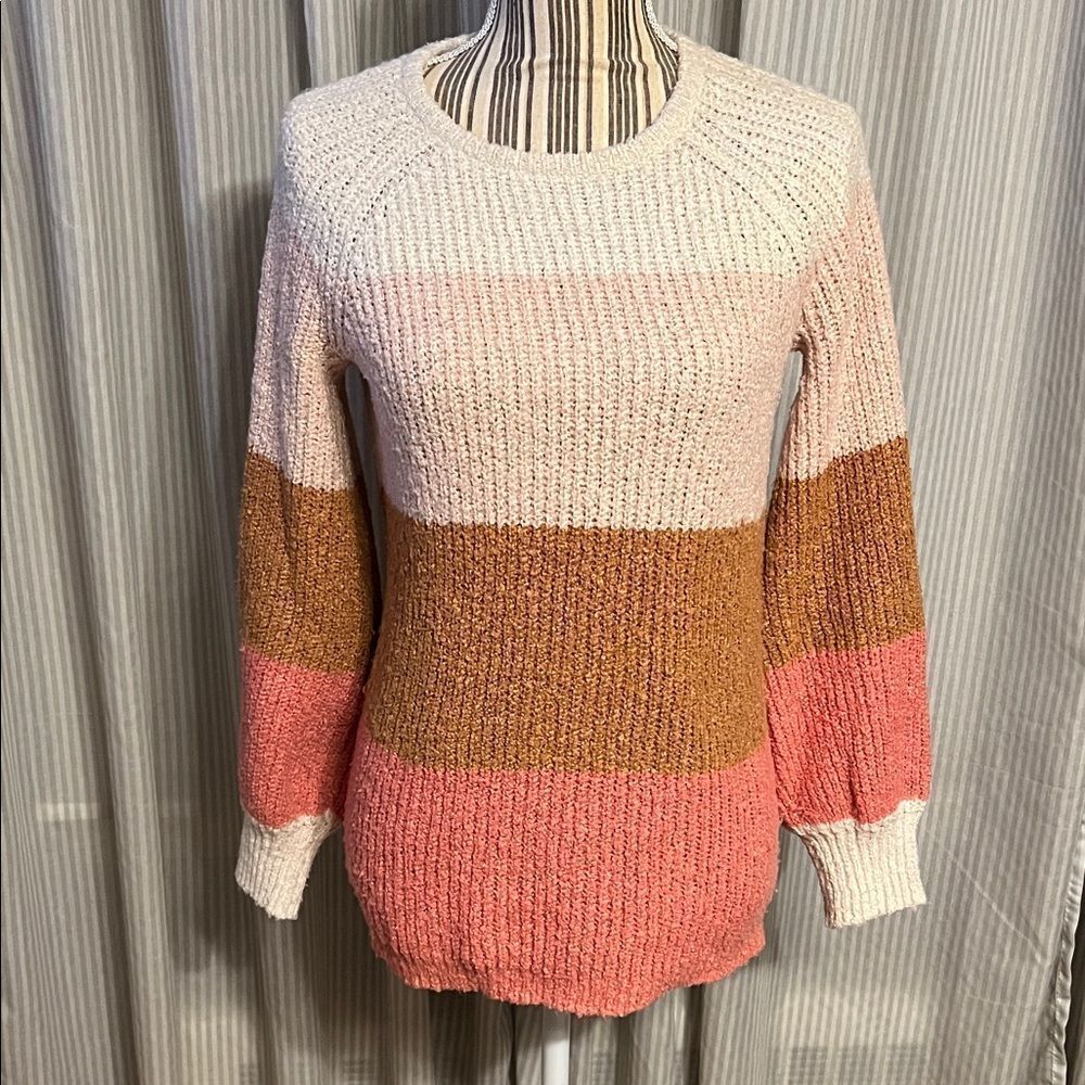 Adyson Parker Pink and Tan Striped Sweater